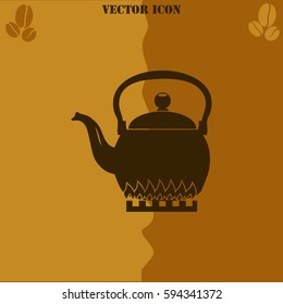 Teapot vector  icon. Coffee symbol background.