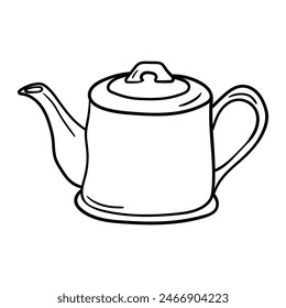 Icono de Vector de tetera en estilo doodle. Símbolo en diseño simple. Objeto de dibujos animados dibujado a mano aislado sobre fondo blanco.
