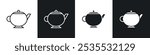 Teapot vector icon set in black and white. EPS 10 illustration