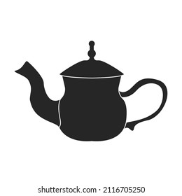 Teekopf, Vektorsymbol.Schwarz, Vektorsymbol einzeln auf weißem Hintergrund, Teekanne.