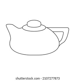 Icono de vector de tetera.Icono de vector de contorno aislado en tetera de fondo blanco.