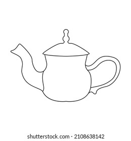 Icono de vector de tetera.Icono de vector de contorno aislado en tetera de fondo blanco.