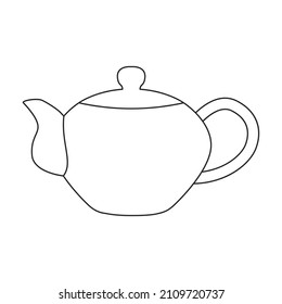 Teekopf, Vektorsymbol.Umrisssymbol einzeln auf weißem Hintergrund, Teekanne.