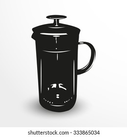 Teapot. Vector illustration. Black and white view.