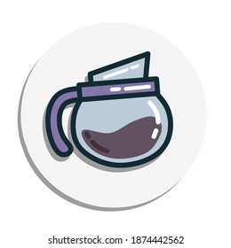 tetera, ilustración vectorial de una tetera llena de café fresco, para ilustración de bienes en la cocina, cafetería, hangout