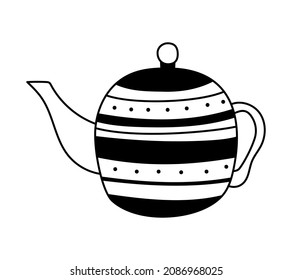Tetera. Ilustración vectorial dibujada a mano en estilo doodle