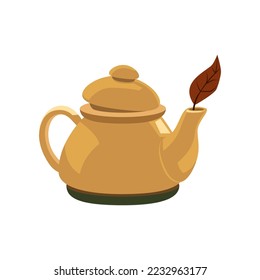 Teapot vector illustration. Teapot isolated on white background. Hygge autumn concept