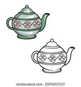 Teapot vector illustration. Simple design. Easy to edit. Drawing. Cartoon. 