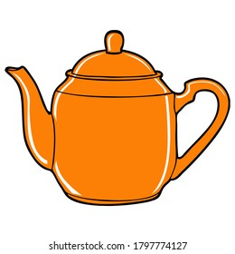 teapot vector illustration,isolated on white background for education,top view