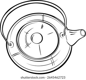 Teapot Vector isolated for Design and Decoration for Cafeteria, Posters, Banners, Cards. Mug of winter warming hot drink. Aroma beverage Outline Illustration. 