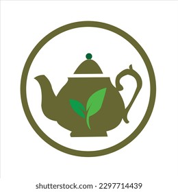 teapot vector logo design arts leaves green