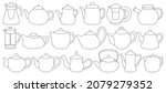 Teapot vector ouline set icon. Vector illustration kettle on white background. Isolated ouline set icon teapot.