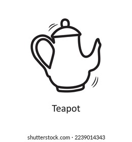 Teapot vector outline Icon Design illustration. Food and Drinks Symbol on White background EPS 10 File