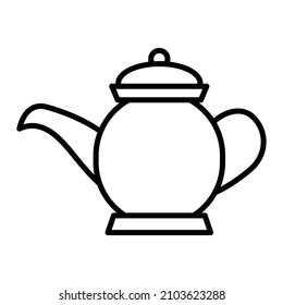 Icono De Contorno De Vector De Teapot Aislado En Fondo Blanco
