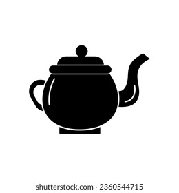 Símbolo vectorial de tetera ilustración plana, recipiente de té cerámico para la ilustración de los vectores de los móviles y del sitio sobre fondo blanco.. eps