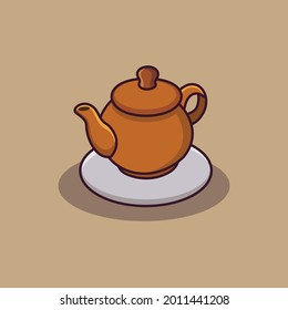 teapot vector. Tea elements set cartoon