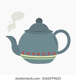 Teapot with warm tea vector illustration isolated on white background	