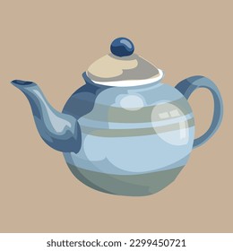 teapot watercolor drawing vector illustration