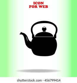 Teapot web icon. Black illustration on white background