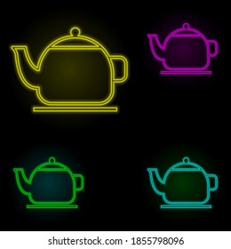 teapot for welding neon color set icon. Simple thin line, outline vector of kitchen icons for ui and ux, website or mobile application