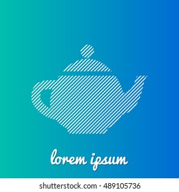 Teapot White stroke fill with blue & green gradient background Icon / Logo Design