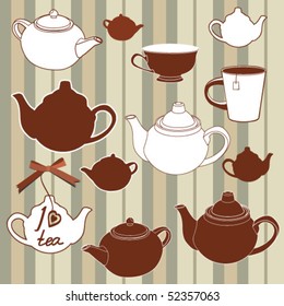 Teapots and cups seamless background - Shutterstock ID 52357063