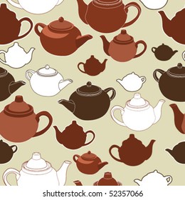 Teapots and cups seamless background - Shutterstock ID 52357066