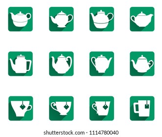 Teapots and cups vector illustration with collection of dishware isolated on white background. teapots and cups vector sicon set.