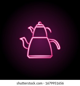 Teapots neon icon. Simple thin line, outline vector of tea icons for ui and ux, website or mobile application