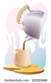teapots pouring coffee to the cup