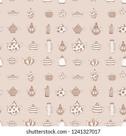 Teapots seamless pattern. Vector illustration.