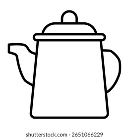 Ícone de chaleira em estilo bule, perfeito para menus de café e visuais de preparação para bebidas.