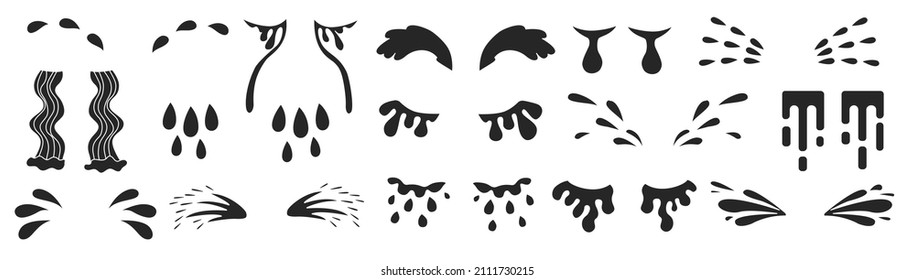 Tear black vector set icon. Isolated black set icon droplet of cry. Vector illustration tear on white background.