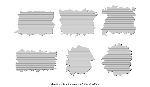 Tear blank lining paper set with different shapes, torn paper set