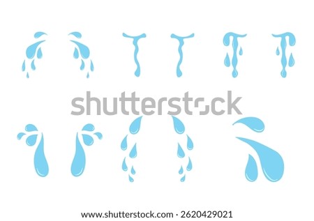 Tear cartoon drop water splash fall sweat blue sea bubble background fresh rain design graphic droplet motion fluid fall dew icon isolated vector wet purity aqua