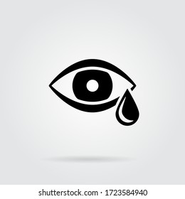 Tear Cry Eye Icon. Woe And Sorrow, Sadness, Grief Symbol. Flat Design. Stock - Vector Illustration