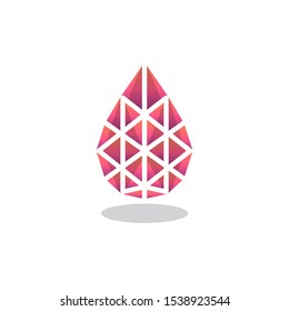 Tear Drop Crystal Diamond Flat Icon, Vector Sign, Game Precious Stone Colorful Pictogram Isolated On White. Symbol, Logo Illustration. Flat Style Design