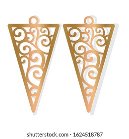 Tear drop earring templante.  Triangle vector earring for cut.