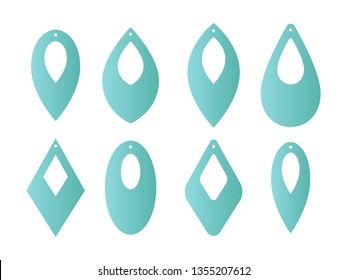 Tear drop earrings with holes. Pendant. Laser cut template. Jewelry making. Vector illustration