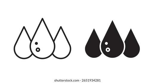 Icono de gota de lágrima. Versiones planas y de trazo. Elementos gráficos.