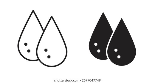 Conjunto de iconos de gota de lágrima, arte de línea y diseño de glifos. Eps10
