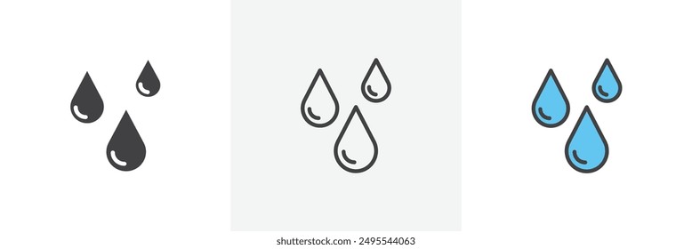 Tear drop icon symbol collection on white background.