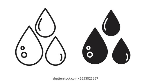 Conjunto de símbolos de gota de lágrima en línea negra e iconos planos