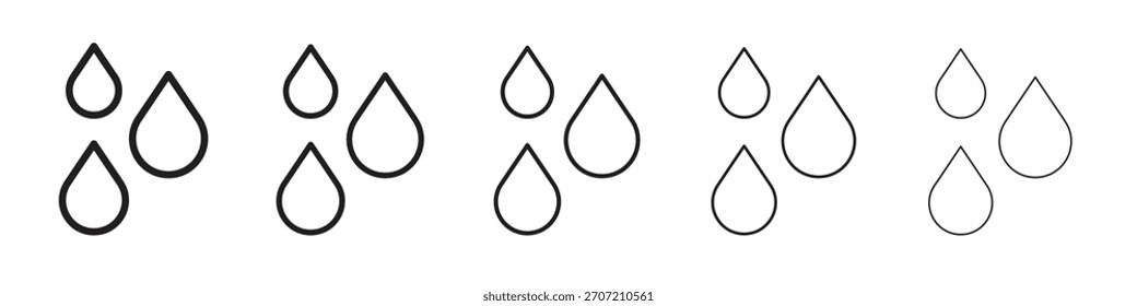 Icono de gota de lágrima Conjunto de trazos lineales negros y delgados