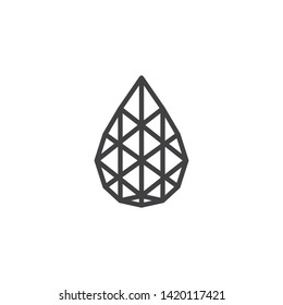 Tear Drop Shaped Diamond Line Icon. Precious Stone, Gem Linear Style Sign For Mobile Concept And Web Design. Pear Gemstone Outline Vector Icon. Symbol, Logo Illustration. Vector Graphics