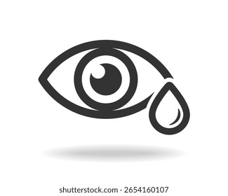 Tear in the eye abstract graphic icon. Human eye with tear sign isolated on white background. Vector illustration