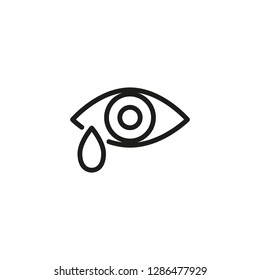 Tear in eye line icon. Sadness, vision, symptom. Illness concept. Can be used for topics like allergy, lacrimation, mood