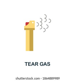 Icono plano de gas lacrimógeno. Elemento simple de la colección de protestas. Icono de gas lacrimógeno creativo para diseño web, plantillas, infografías y más