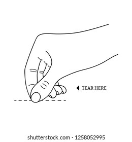 Tear Here Label. Vector.