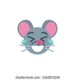 Tear Laugh mouse face emoji flat icon, vector sign, Laughing rat emoticon colorful pictogram isolated on white. Symbol, logo illustration. Flat style design